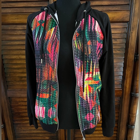 🌺Reflex Women’s Colorful Full Zip Athleisure Hooded Jacket Side Pockets Sz SM - Picture 4 of 5